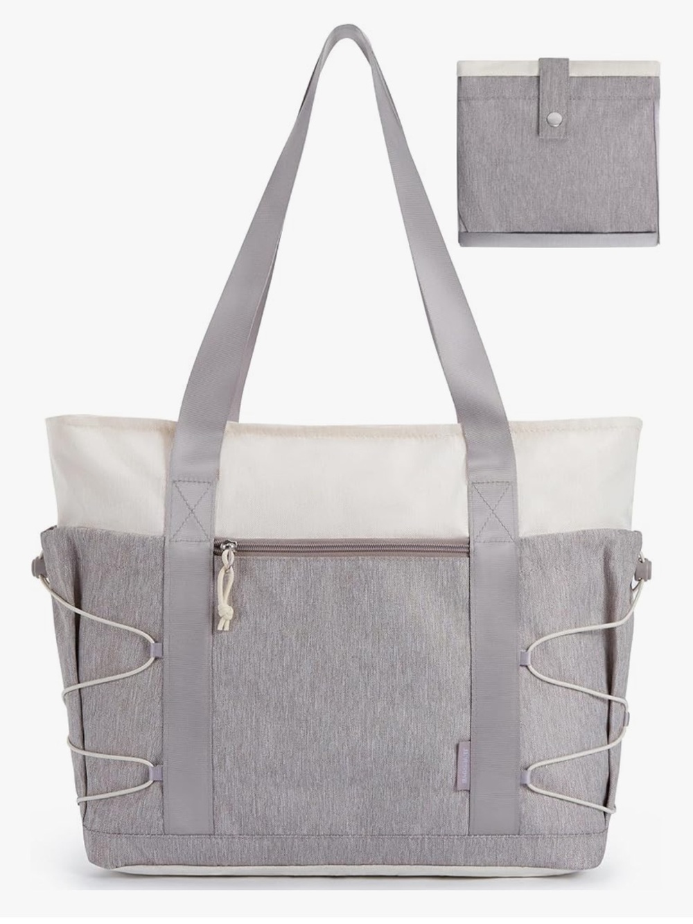 BAGSMART Gray and Cream Foldable Everyday Tote